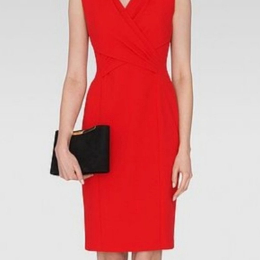 LK Bennett Size 4 Red Nerine Cross Front Dress